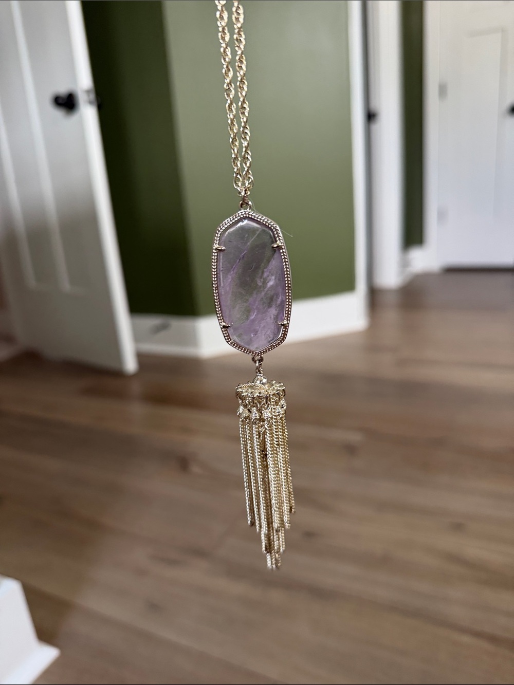 Kendra Scott Rayne Gold Tassel Necklace with Lavender Stone